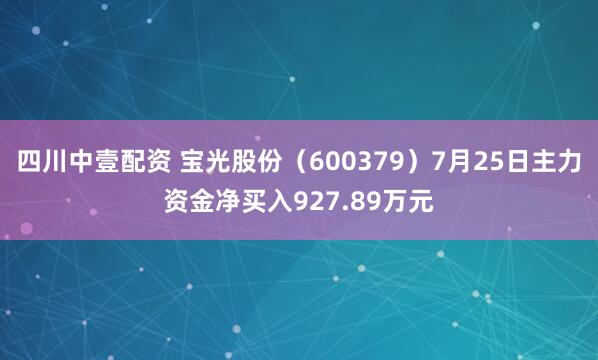 四川中壹配资 宝光股份（600379）7月25日主力资金净买入927.89万元