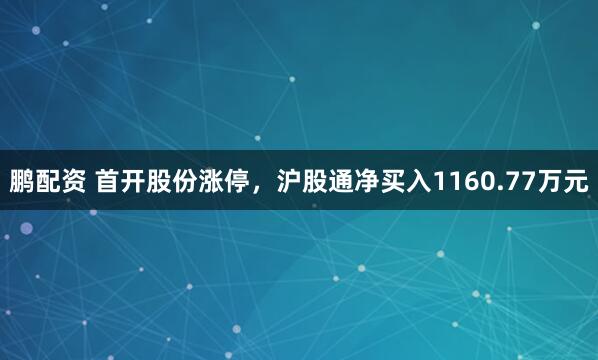 鹏配资 首开股份涨停，沪股通净买入1160.77万元